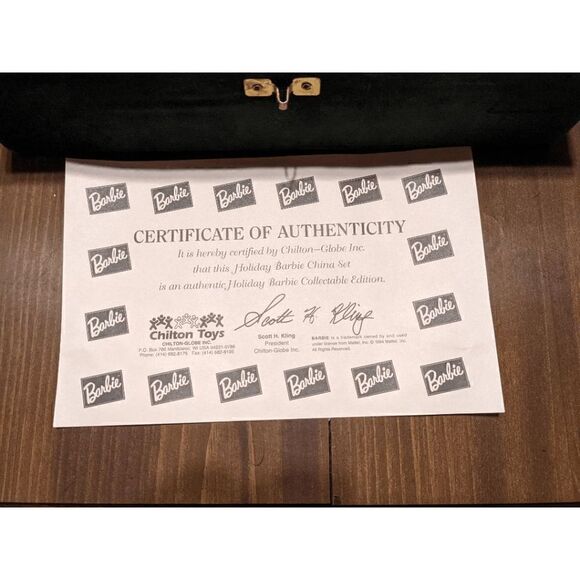Vintage Chilton Globe Holiday Barbie China Tea Set 1988-91 Wooden Box - Picture 7 of 11